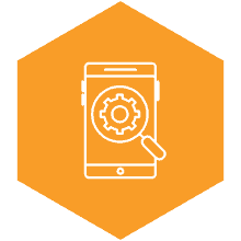 laboratory systems software testing - smartphone with magnifying glass icon