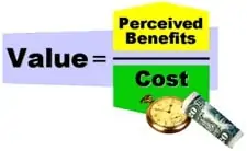 value equals benefit divided by cost
