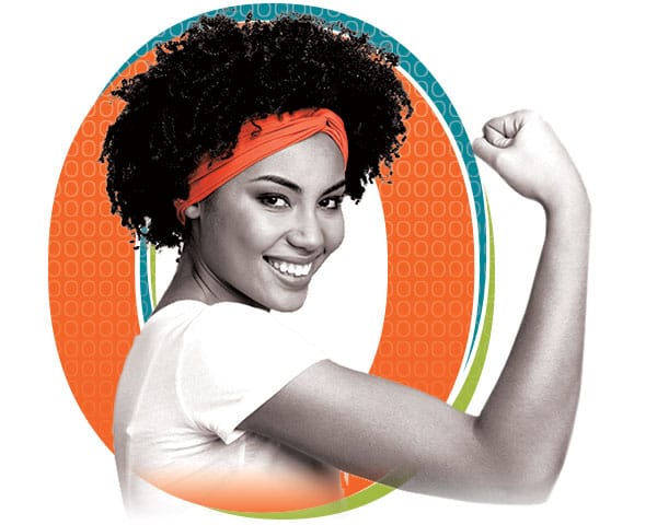 woman with orange headband
