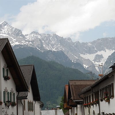 A bavarian village at the base of the Alps