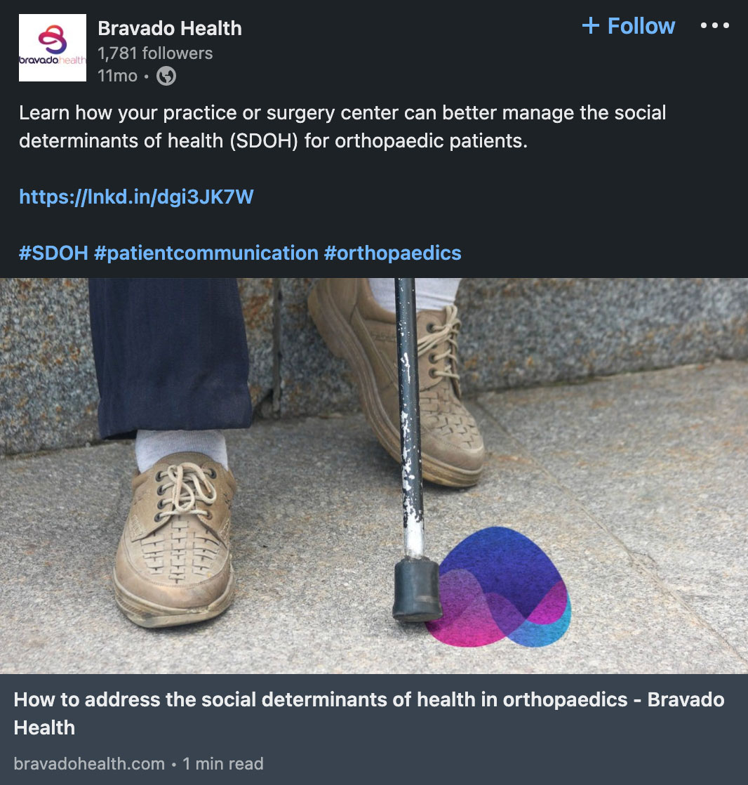 LinkedIn Ad for Bravado Health