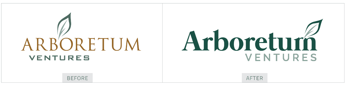 Arboretum Ventures logo design before and after
