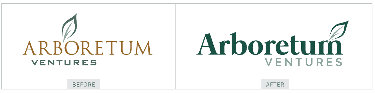 Arboretum Ventures logo design before and after