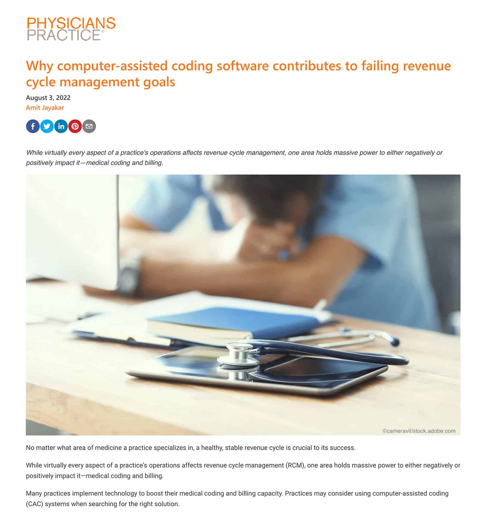 Fathom PR article in Physicians Practice